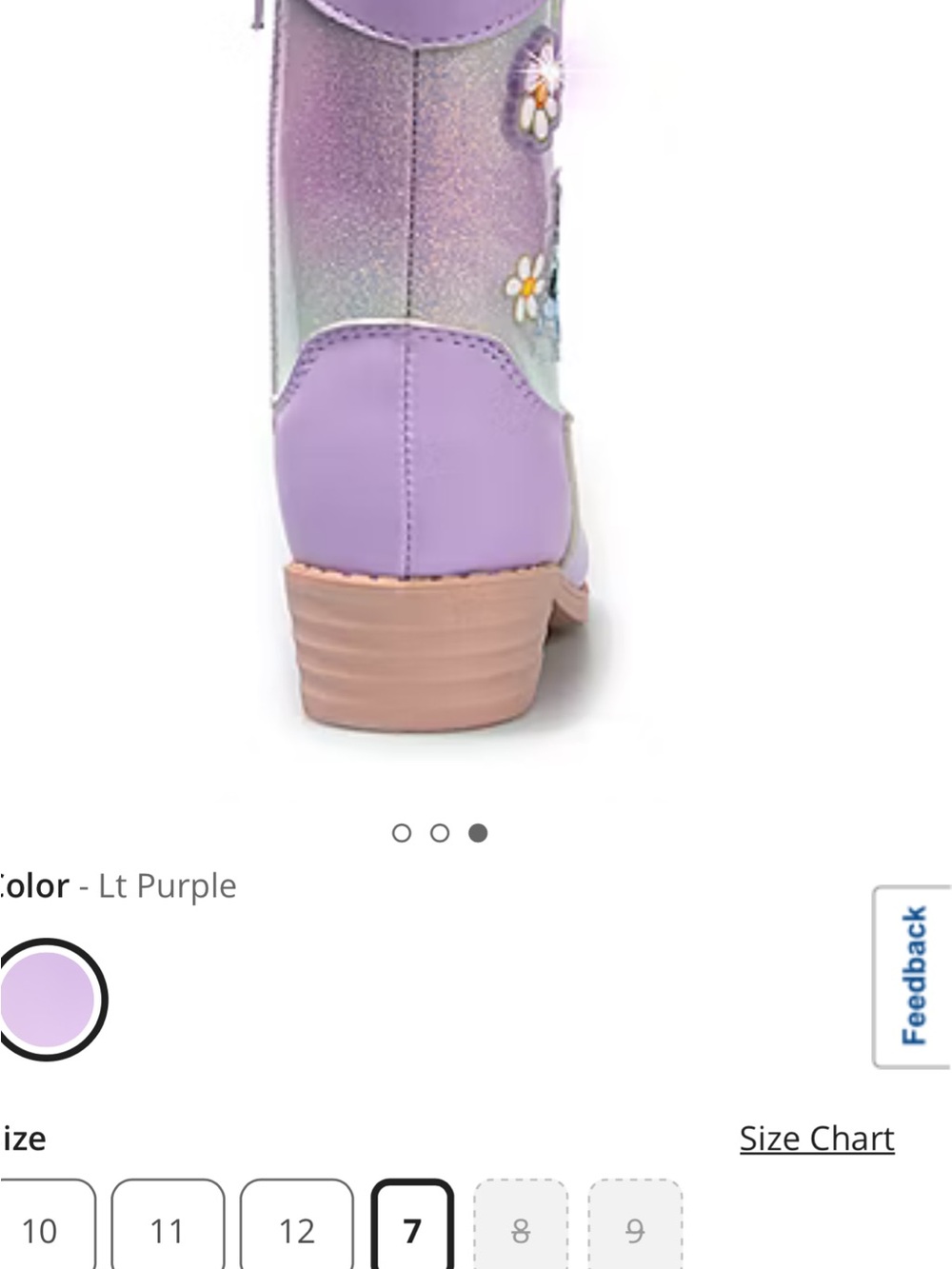 Girls' Lavender Daisy Western Boots with Character Accent size 7 - Picture 5 of 7